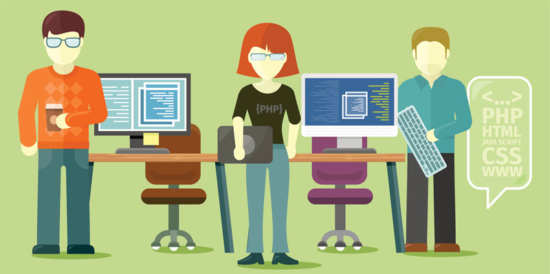 Illustration of website developers.